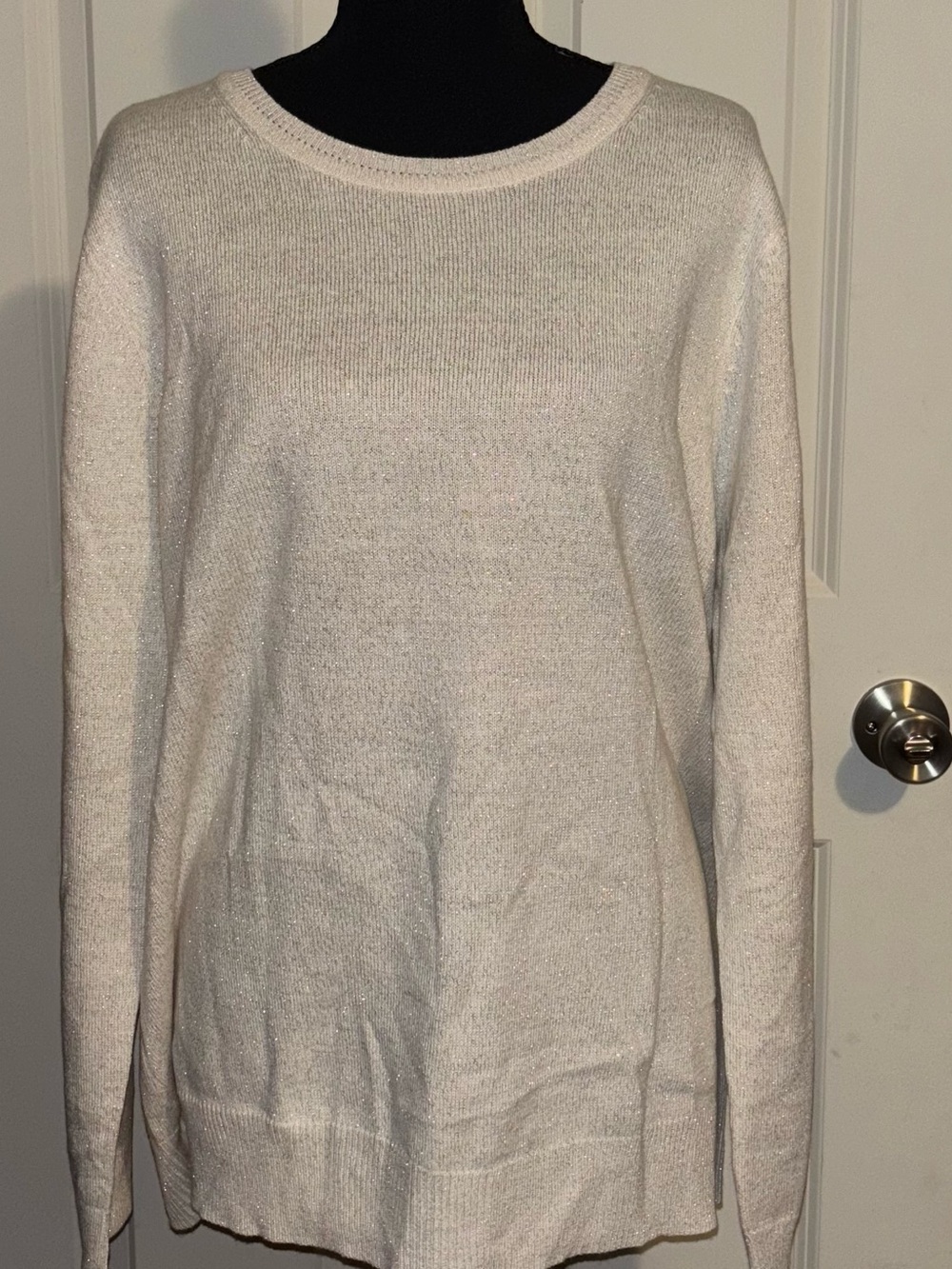 Basic Editions Women's Crewneck Sweater in Cream w/ gold shimmer